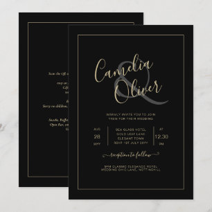 All-in-1 Elegante klassische Schwarz-GOLD-Text Hoc Einladung