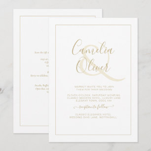 All-in-1 Eleganter White Gold Schriftart Classic W Einladung