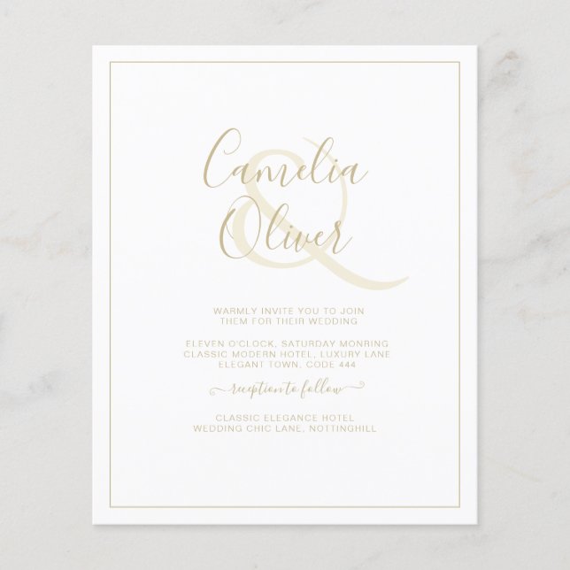 All-in-1 Eleganter White Gold Schriftart Klassisch Flyer (Vorne)