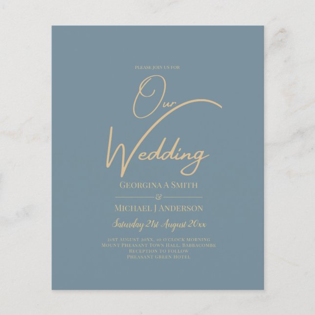 All-in-1 Elegantes Sea Glass Aquamarin Gold Weddin Flyer (Vorne)