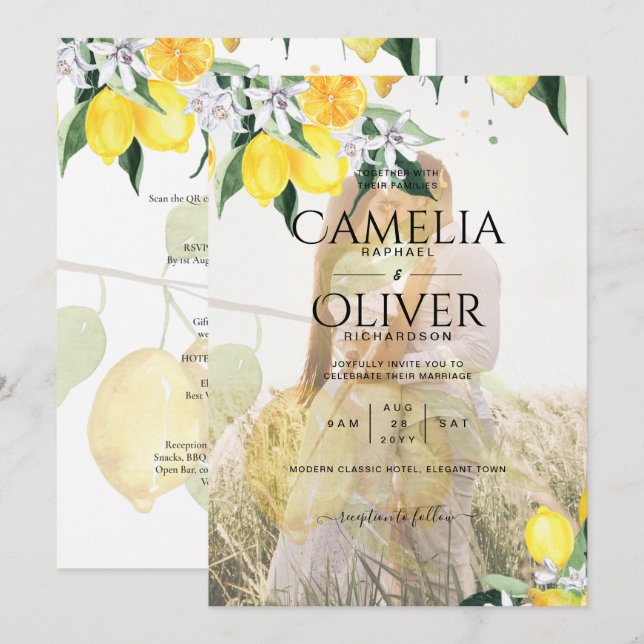All-in-1 FOTO OVERLAY Lemons Wedding Invite QR Einladung (Vorne/Hinten)