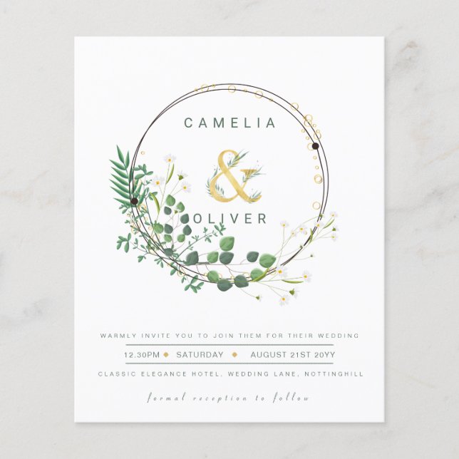 All-in-1-Gold-Kranz QR-Code Hochzeitscodierung Flyer (Vorne)