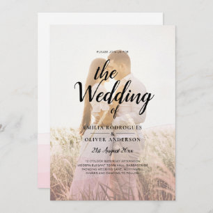 All-in-1 Rosa Ombre Foto Overlay HochzeitQR-Code Einladung