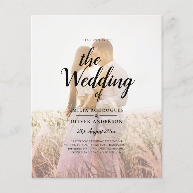 All-in-1 Rosa Ombre Foto Overlay HochzeitQR-Code Flyer (Vorne)