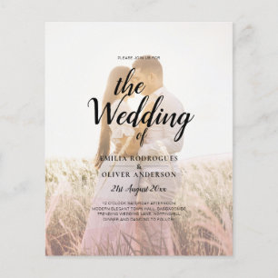 All-in-1 Rosa Ombre Foto Overlay HochzeitQR-Code Flyer