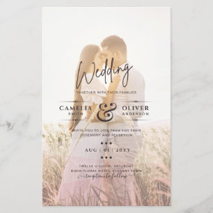 All-in-1 Rosa Ombre Foto Overlay HochzeitQR-Code Flyer