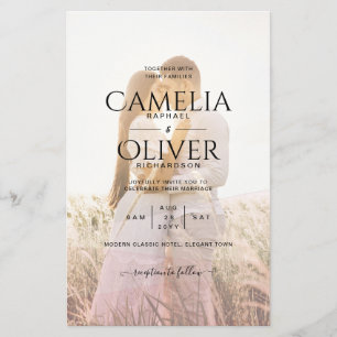 All-in-1 Rosa Ombre Foto Overlay HochzeitQR-Code Flyer