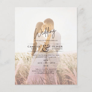 All-in-1 Rosa Ombre Foto Overlay HochzeitQR-Code Flyer