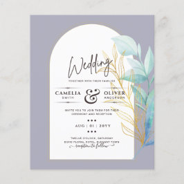 All-in-1 Sea Glass Aqua Green Gold Blätter Hochzei Flyer