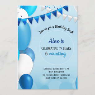 All in Blue Birthday Einladung