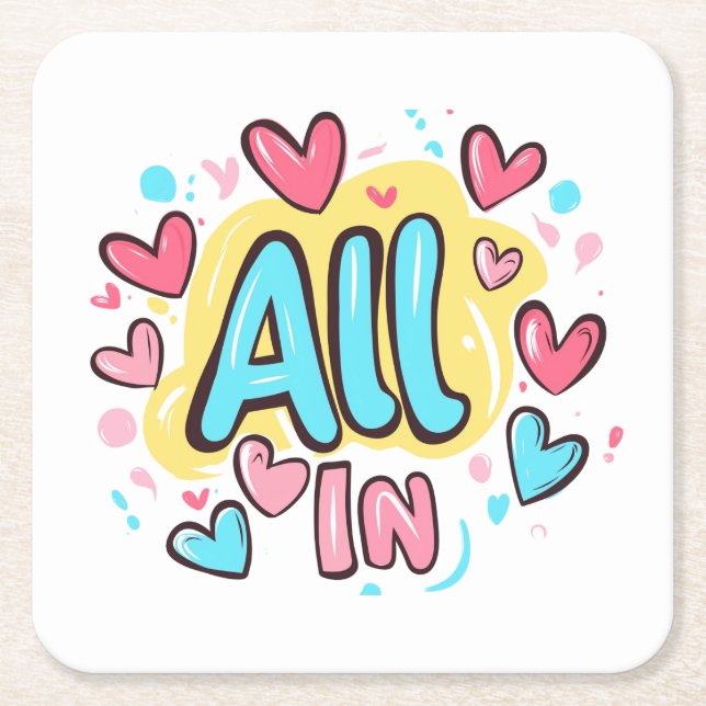 "All in" Graffiti-Stil Rechteckiger Pappuntersetzer (Vorderseite)