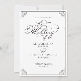 All-In-On Simple Classic Black & White Wedding Einladung