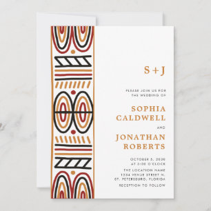All in one African Motif Monogram Modern Wedding Einladung