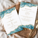 All in One Agate Turquoise Aquamarine Goldhochzeit Einladung<br><div class="desc">Agate Geode Turquoise Aquamarin Blue and Gold Foil Wedding Spring oder Summer Wedding Invitations - beinhaltet ein modernes,  schönes und elegantes Drehbuch für die besondere Hochzeitstagsfeier.</div>