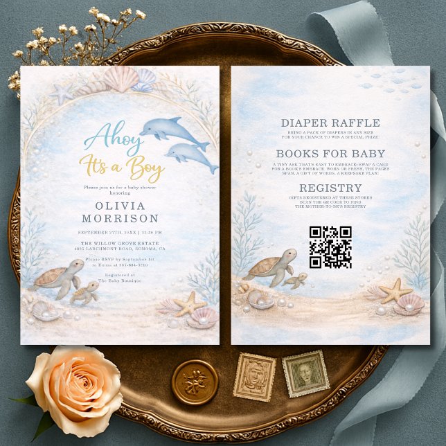 All in One Ahoy It's a Boy Baby Shower Einladung (Von Creator hochgeladen)