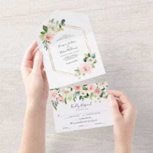 All in One Airy Blush Gold Wedite Einladung