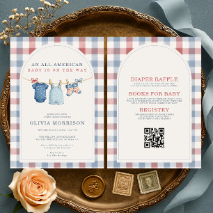 All in One All American Wäscheleine Baby Shower Einladung