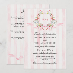 All In One Aquarell Regency Wappen QR Hochzeit Einladung