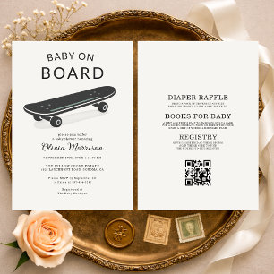 All in One Baby an Bord Skateboard Baby Shower Einladung