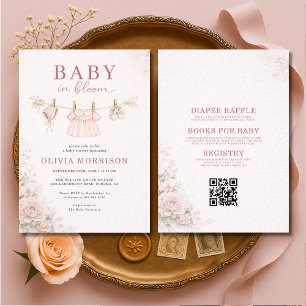 All in One Baby in Bloom Clothesline Baby Shower Einladung