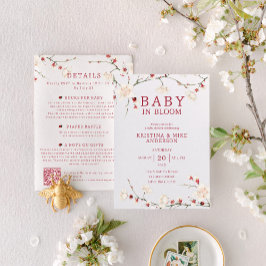 All in one Baby in Bloom QR Code Dusche Einladung