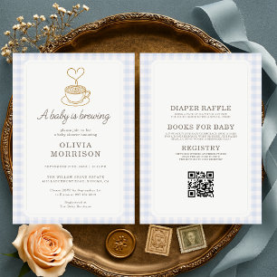 All in One Baby is Brewing Boy Coffee Baby Shower Einladung
