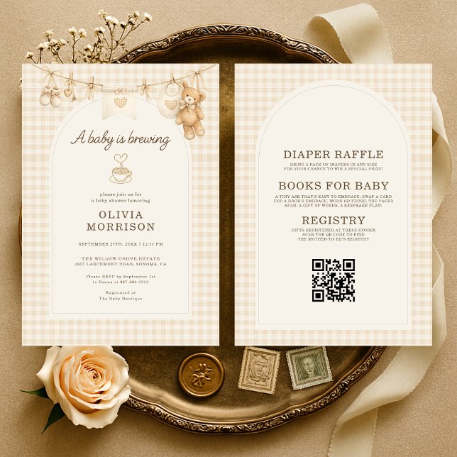 All in One Baby is Brewing Coffee Baby Shower Einladung (Von Creator hochgeladen)