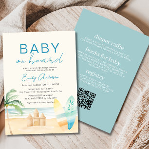 All in One Baby on Board Surfboard Beach Dusche Einladung