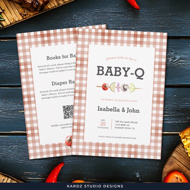 All in One Baby Q Barbecue Baby Shower Invitation Einladung (Front and back of card shown in 5 x 7 in. Customize with your event details on the back of the card.)