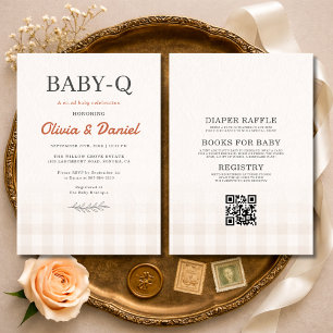 All in One Baby Q Rustikale Babyparty für Paare  Einladung