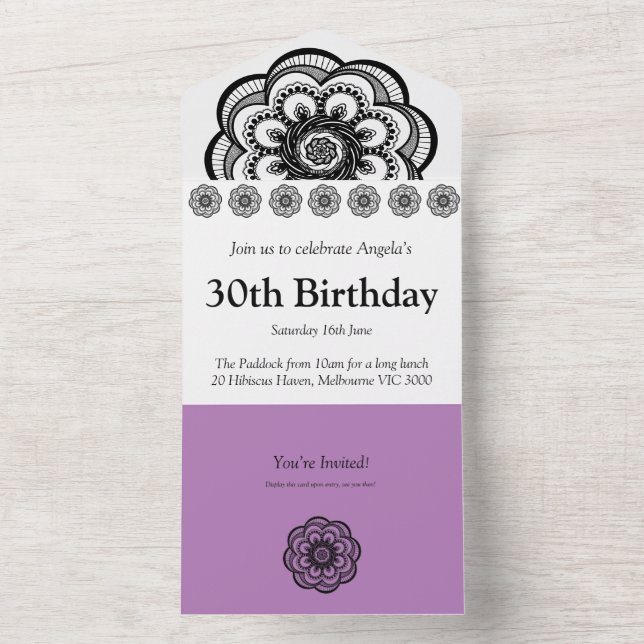 All in one Birthday Invite Einladung (Innen Boden)