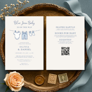 All in One Blue Jean Baby Paare-Baby-Party Einladung