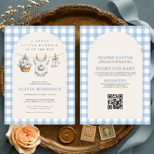 All in One Blue Pumpkin Clothesline Baby Shower Einladung