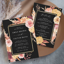 All in one Boho Burgundy Terracotta Black Wedding Einladung