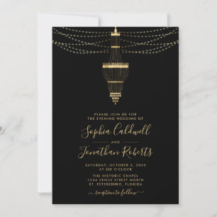 All in One Chandelier Gold Black Abend Wedding Einladung