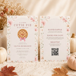 All in One Cutie Pie Florale Rosa Baby Shower-Einl Einladung