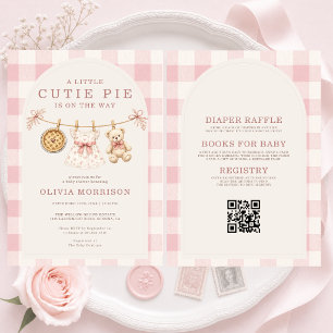All in One Cutie Pie Rosa Wäscheleine Baby Shower Einladung