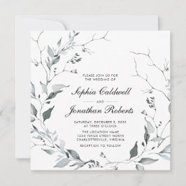 All in one Delicate Winter Wreath Square Wedding I Einladung