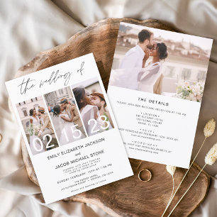 All in One Die Hochzeit des Fotos Einfach Minimali Einladung