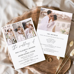 All in One Die Hochzeit des Fotos Minimalistische Einladung