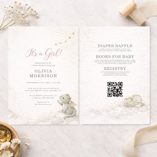 All in One Dragon It's a Girl Baby Shower Einladung (Von Creator hochgeladen)