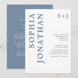 All in One Dusty Blue Bold Typografy Wedding Invi Einladung