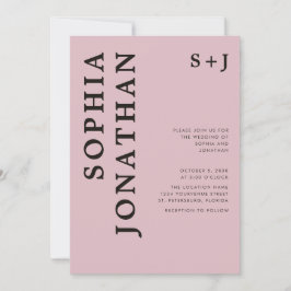 All in one Dusty Rose Bold Onyx Typografy Wedding Einladung