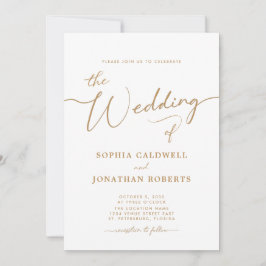 All in one Elegante Gold Calligrafy Wedding Einladung