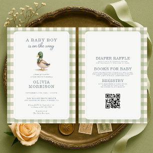 All in One Enten-Einladung zur Babyparty in Sage-G Einladung