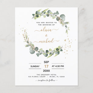 All in one Eukalyptus QR Code Hochzeit Einladung