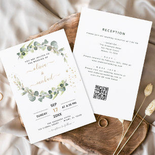 All in one Eukalyptus QR Code Hochzeit Einladung