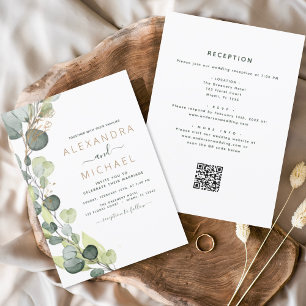 All in one Eukalyptus QR Code Wedding Greenery Einladung