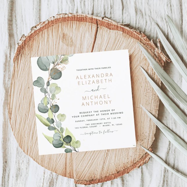 All in one Eukalyptus QR Code Wedding Greenery Einladung (Von Creator hochgeladen)