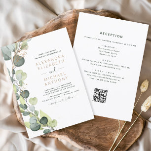 All in one Eukalyptus QR Code Wedding Greenery Einladung